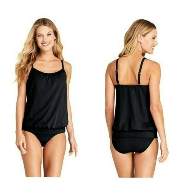 Lands end blouson Tankini swimsuit top 10 petite - Picture 1 of 3